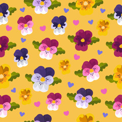 Fototapeta na wymiar amazing yellow violet flowers seamless pattern