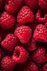 Fresh raspberries filling the entire frame, food background, generative AI