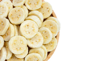 Banana slices on white background.