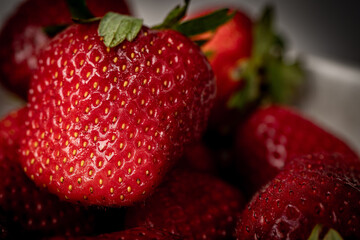 strawberries on a black background