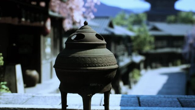 Japan cityscape in tample historic district