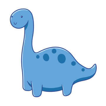 Vector of cute cartoon style blue brontosaurus dinosaur character it has long neck and smile face