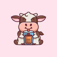 ILLUSTRATIONS OF COW DRINKING BOBA
