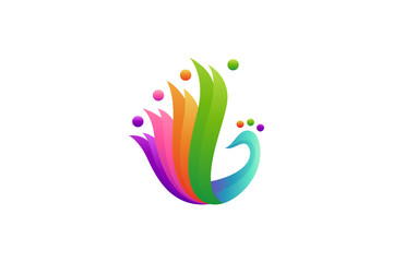 colorful peacock 3D logo design