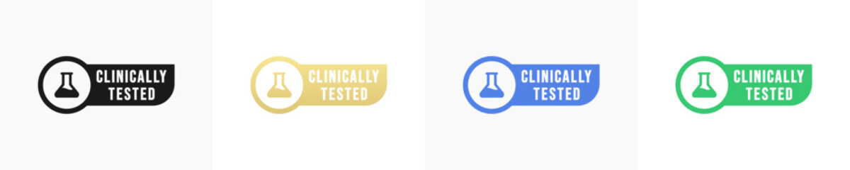 Clinically tested label or Clinically tested icon vector isolated in flat style. Clinically tested label for product packaging. Clinically proven label icon for cosmetic or health product packaging. © Ind studio