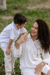 mom and son sharing a wonderful afternoon