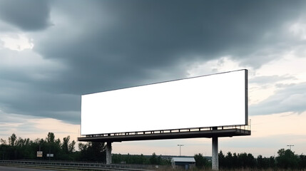 Obraz premium billboard blank for outdoor advertising poster or blank billboard at cloudy sky time for advertisement. street light by ai generative 