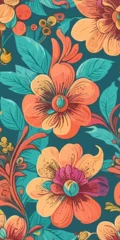Möbelaufkleber seamless pattern with flowers © PetitLionDesign