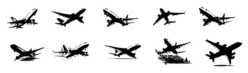 collection of airplane icons in vector