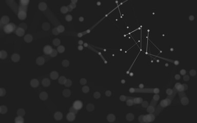Abstract background. Molecules technology with polygonal shapes, connecting dots and lines. Connection structure. Big data visualization.