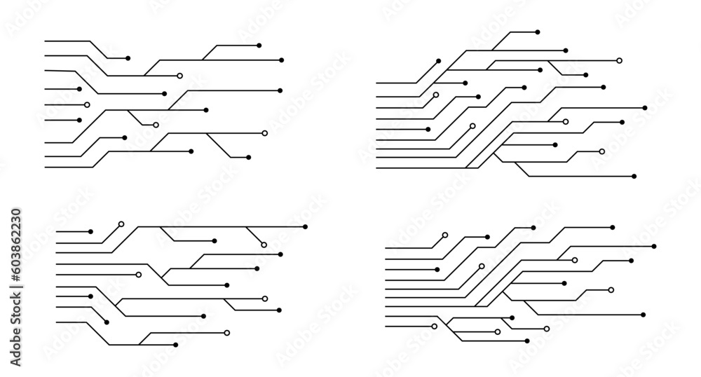 Fototapete set of printed circuit board. abstract futuristic circuit board. hi tech digital circuit board. futu
