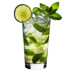 Mojito cocktail drink isolated, transparent background (Generative AI)