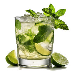 Mojito cocktail drink isolated, transparent background (Generative AI)