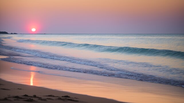 A Depiction Of An Excellent Sunset Over The Ocean With A Surfer AI Generative