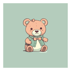 cute teddy bear logo mascot for kids clothes shop