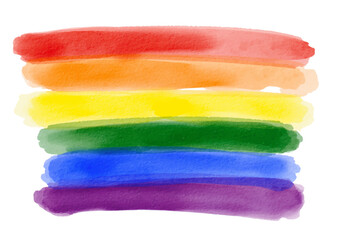 Rainbow  flag watercolor brush background.LGBT  Pride month texture concept. Vector illustration