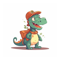 Friendly dinosaur mascot character for kids amusement park.