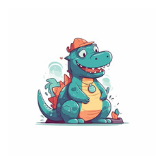 Friendly dinosaur mascot character for kids amusement park.