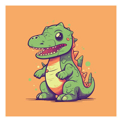 Friendly dinosaur mascot character for kids amusement park.