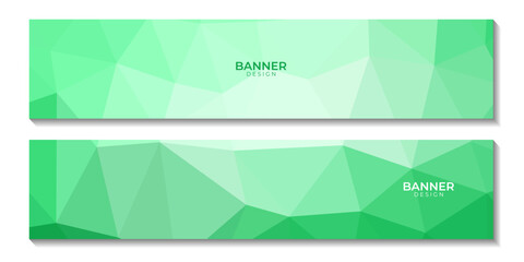 social media banners set abstract triangles green background. vector illustration.
