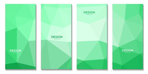 brochures template set with abstract triangles green background. vector illustration.