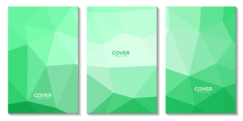 flyers template set with abstract triangles green background. vector illustration.