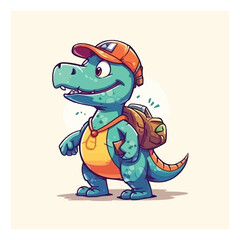 Friendly dinosaur mascot character for kids amusement park.
