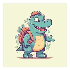 Friendly dinosaur mascot character for kids amusement park.