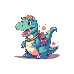 Friendly dinosaur mascot character for kids amusement park.