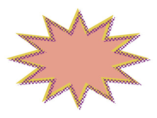 チェック柄の影付きジグザクなふきだし