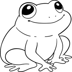 Frog vector illustration. Black and white Frog coloring book or page for children