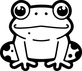 Frog vector illustration. Black and white Frog coloring book or page for children