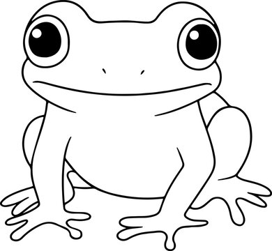 Frog vector illustration. Black and white Frog coloring book or page for children