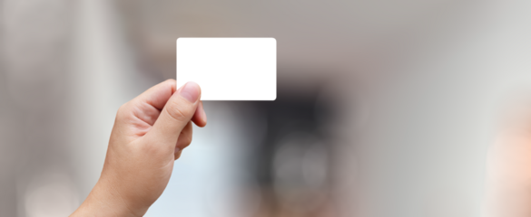 hand holding a credit card/business card with transparency png - easy modification