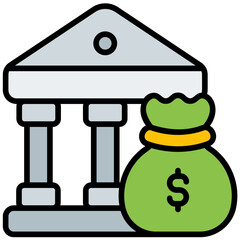 bank outline color icon