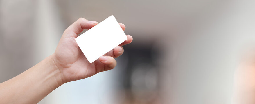 hand holding a credit card/business card with transparency png - easy modification