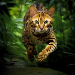 Untamed Elegance: The Bengal Cat's Hunting Journey