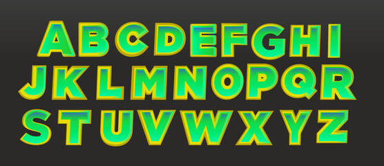 Green gradient font, alphabet letters font