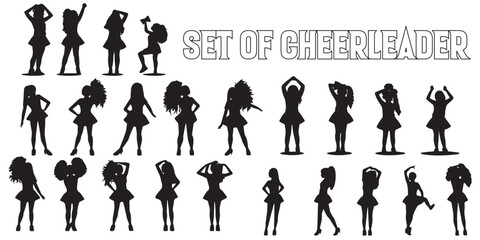 Silhouettes of a set of cheerleaders vector illustration.