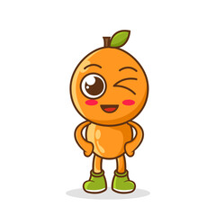 wink orange cute fruit character mascot vector design
