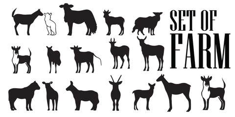 A collection of animal silhouette vector illustrations.