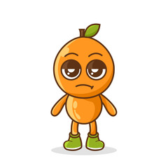 annoyed expression of the cute orange fruit cartoon character