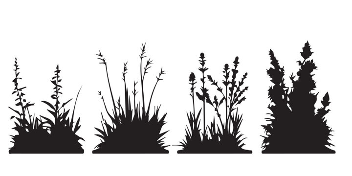 A black silhouette of grass vector design.