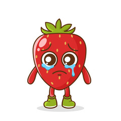 Fototapeta premium Funny crying emoticon. strawberry character with tears in eyes