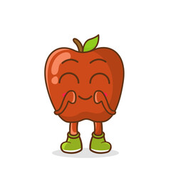 Cute, funny cartoon apple character. Illustration of a cute apple character who is pleased