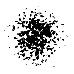 Shatters and debris radial shape. Broken pieces, specks and particles. Abstract explosion and burst element. texture. Vector illustration 