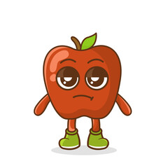 annoyed expression of the cute apple fruit cartoon character