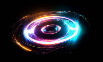 Glow swirl light effect. Circular lens flare. Abstract rotational lines on transparent background	