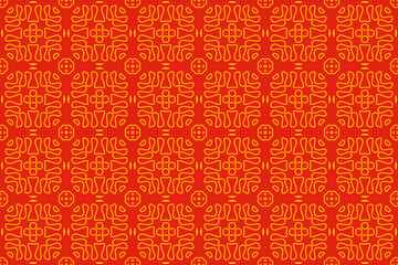 Fototapeta premium Beautiful wrapping paper in seamless pattern design isolated on red background. 