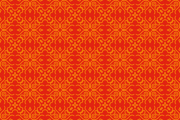 Beautiful wrapping paper in seamless pattern design isolated on red background. 